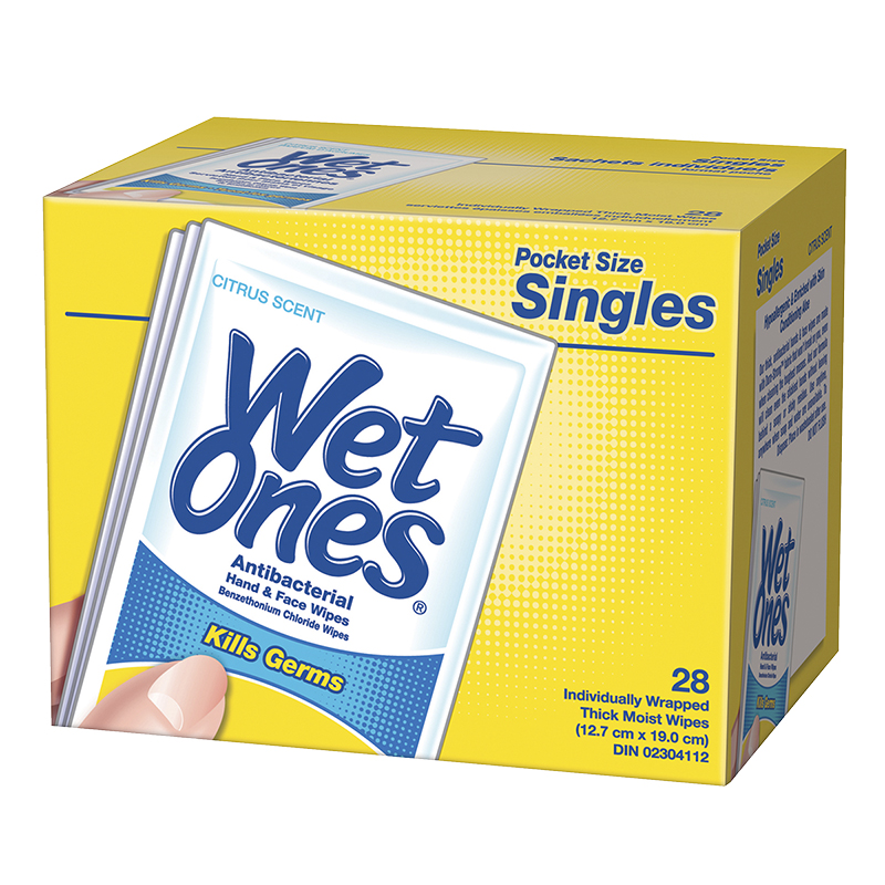 Bulk Wet Ones Singles Antibacterial Cleansing Wipes 1 Box of 192 Singles 