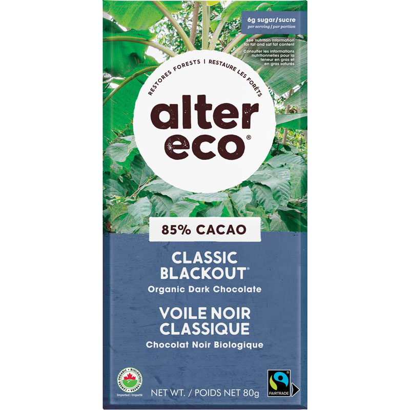 Alter Eco Deep Dark Organic Chocolate - 85% Cacao - Blackout - 80g