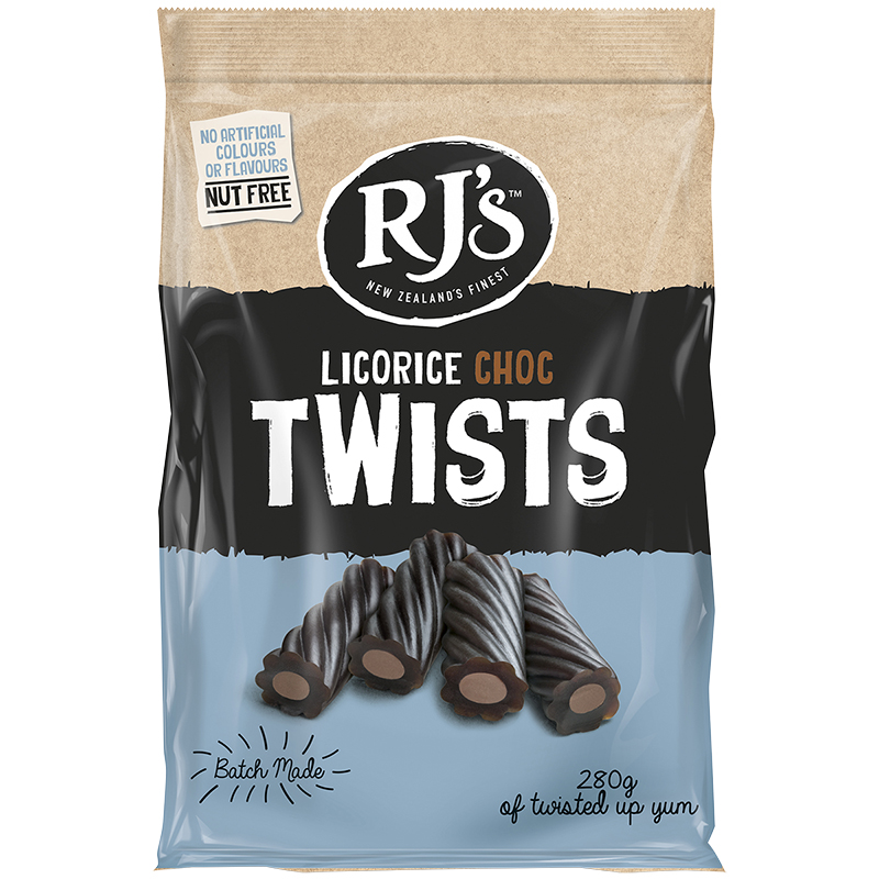 RJ'S Licorice Chocolate Twists - 280g