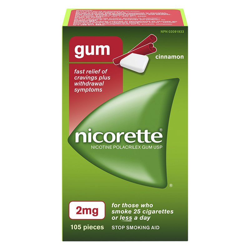 Nicorette Nicotine Gum Stop Smoking Aid - Cinnamon - 2mg - 105s