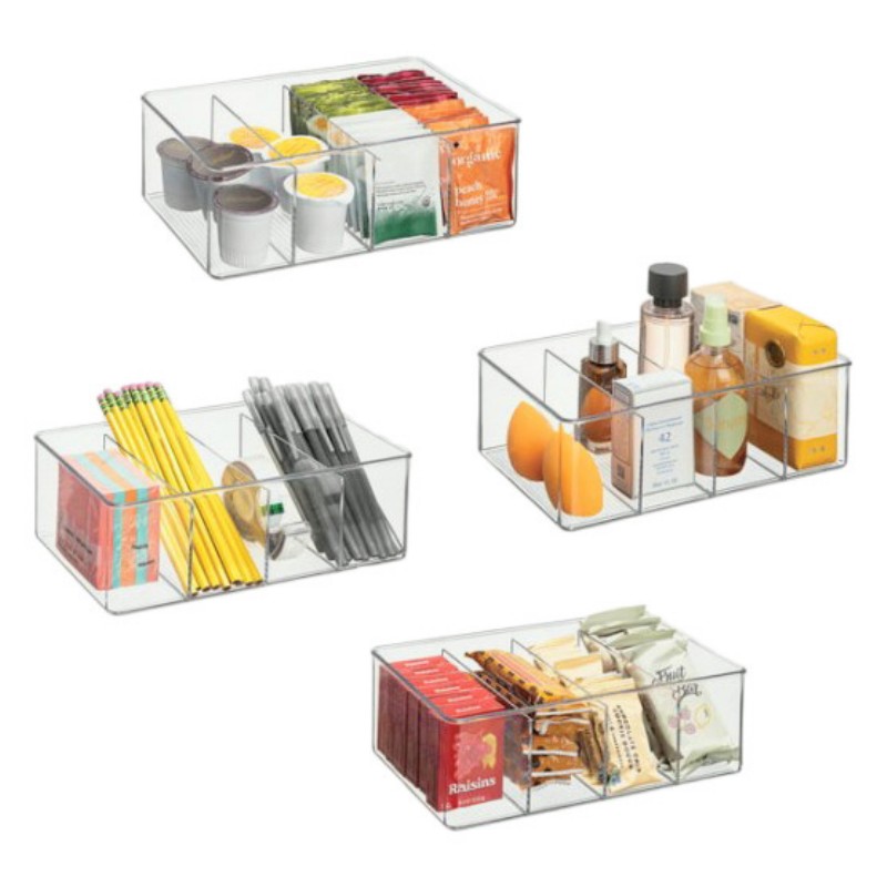 Clearspace Clear Storage Bin With Dividers - Clear - 2pack