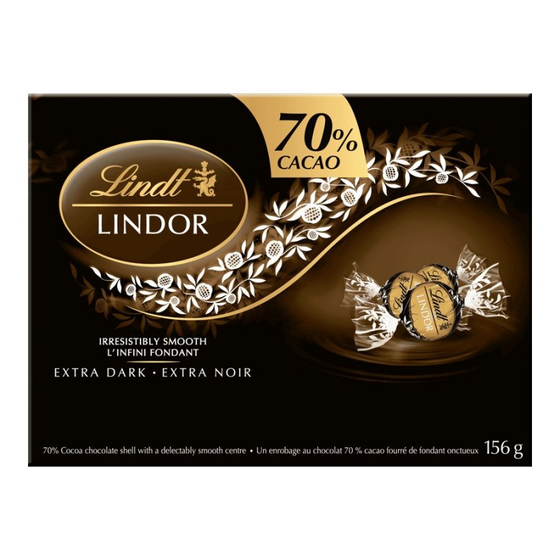 LINDOR Extra Dark Chocolate Truffles - 70% Cacao - 156g