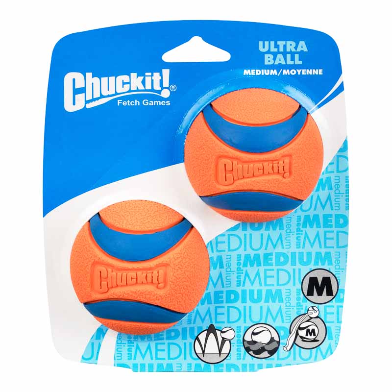 Chuckit Medium Size Ultra Ball for Dogs - 2 pack - Assorted