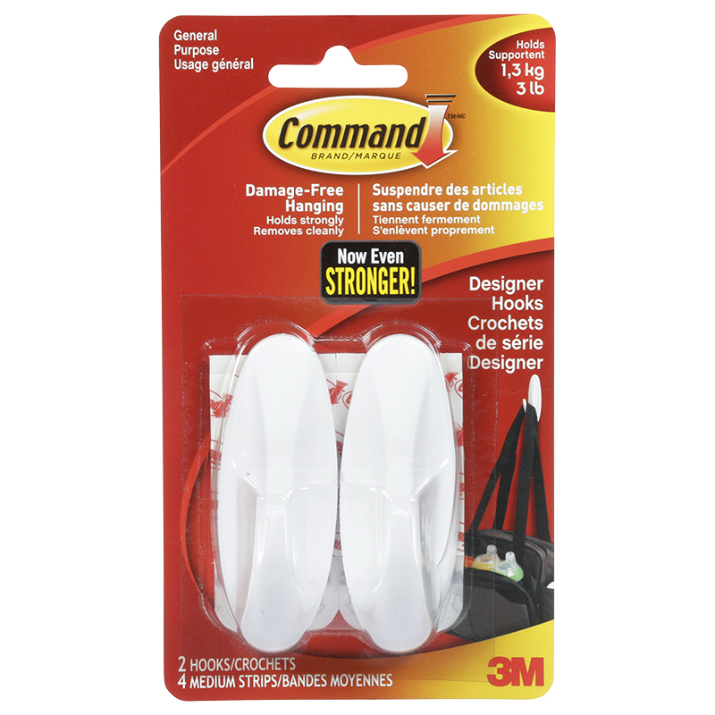 Command Medium Designer Hook - White - 2's