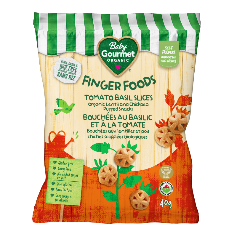 Baby Gourmet Finger Foods Lentil and Chickpea Puffs - Tomato Basil Slices - 40g
