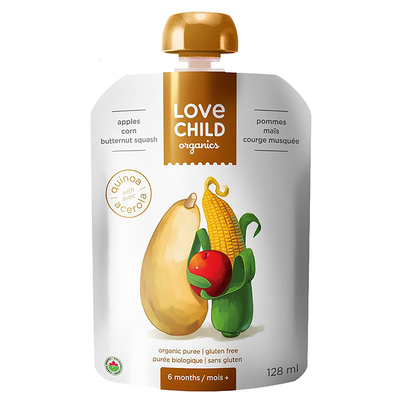 Love Child Organics Puree - Apples, Corn and Butternut Squash - 128ml