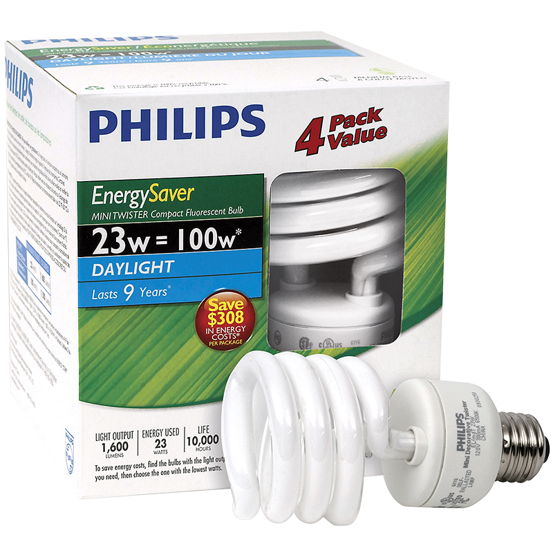 Philips Minitwister 23w CFL Light Bulb - Daylight - 4 pack