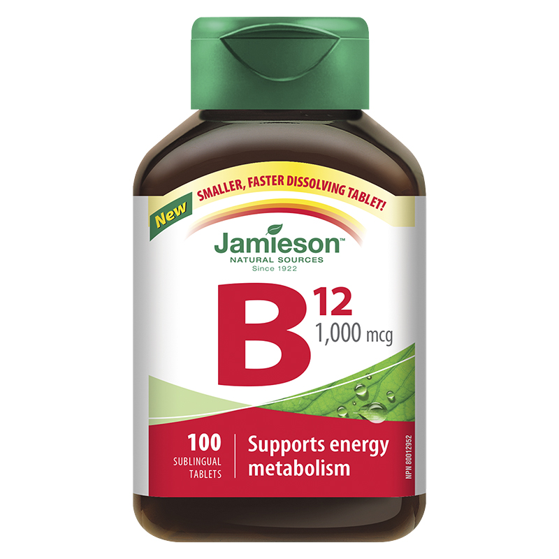 Jamieson Vitamin B12 1,000 mcg (Methylcobalamin) Sublingual Tablets - 100's