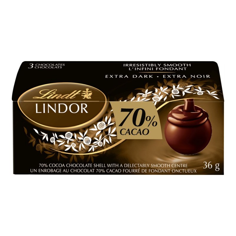 Lindt LINDOR Chocolate - 70% Cacao Extra Dark - 36g