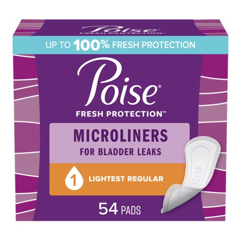Poise Microliners Incontinence Liners - Lightest Absorbency - Regular - 54 Count