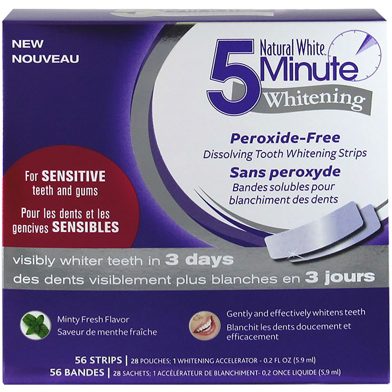 Natural White 5 Minute Whitening Strips for Sensitive Teeth - 56s