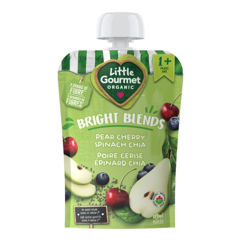 Little Gourmet Bright Blends Pear Cherry Spinach Chia - Puree - 113ml