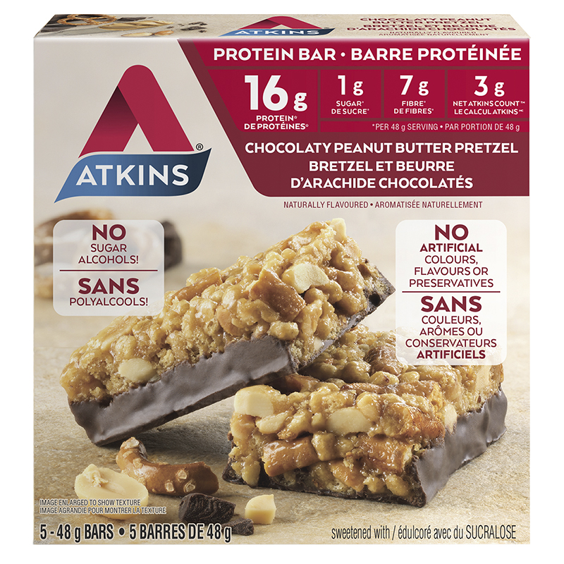 Atkins Protein Bar - Chocolaty Peanut Butter Pretzel - 5 x 48g