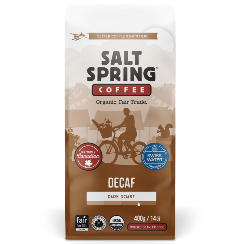 Salt Spring Coffee - Decaf Dark Roast - Whole Bean - 400g