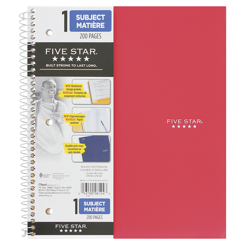 Five Star Coil Exercise Book - 200 Pages - Assorted