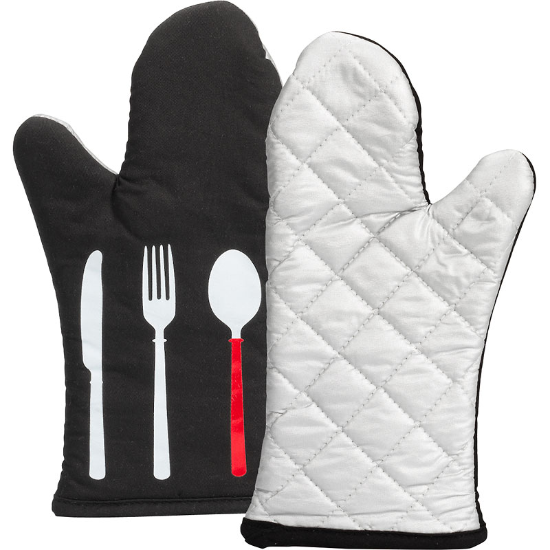 Boutique Printed Oven Mitts - White - 2 pack