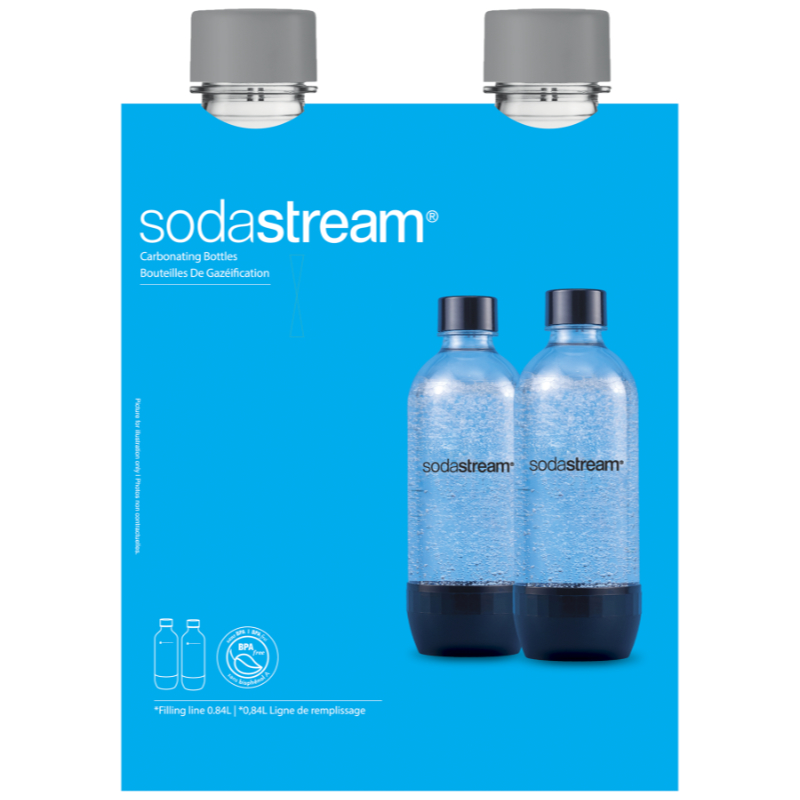 Sodastream 1L Carbonating Bottles - Grey - 2 pack