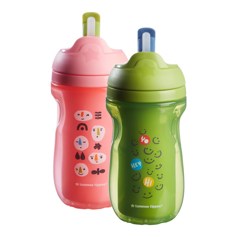 Tommee Tippee Insulated Straw Water Bottle - 266ml - 2 piece