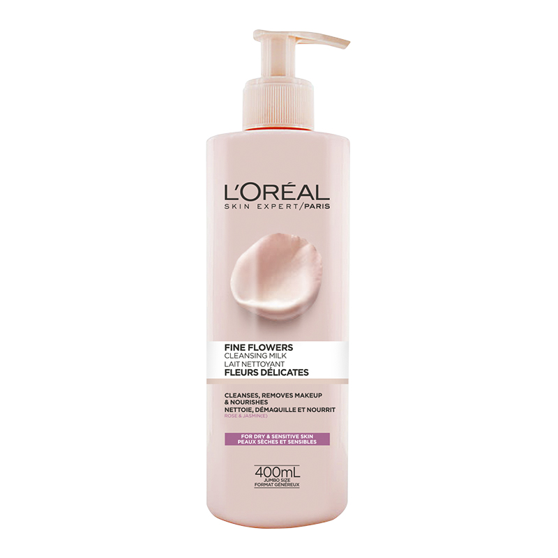 L'Oreal Fine Flowers Cleansing Milk - Dry Sensitive Skin - 400ml