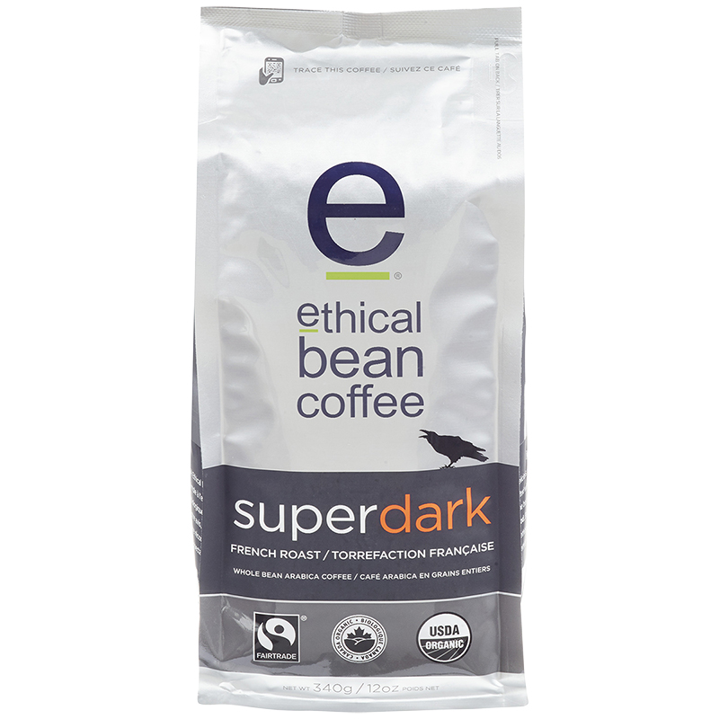Ethical Bean Coffee - Super Dark French Roast - Whole Bean - 340g