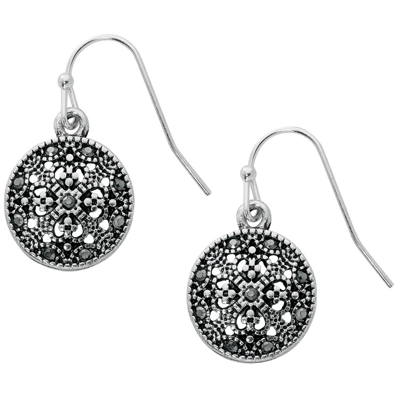 Primavera Textured Disc Drop Earrings - Silver