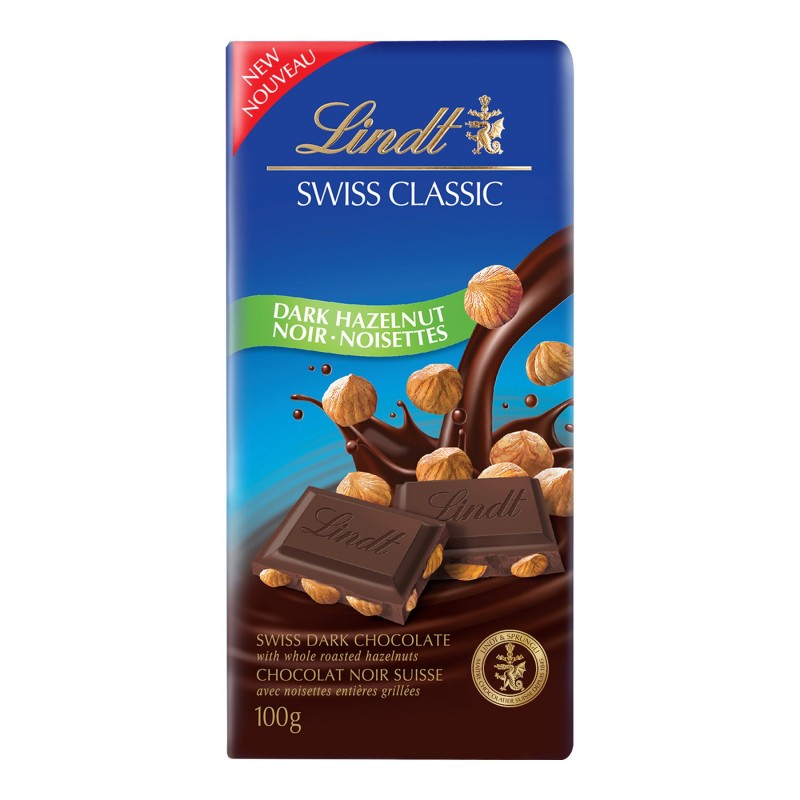 Lindt Swiss Classic Dark Chocolate Bar - Dark Hazelnut - 100g