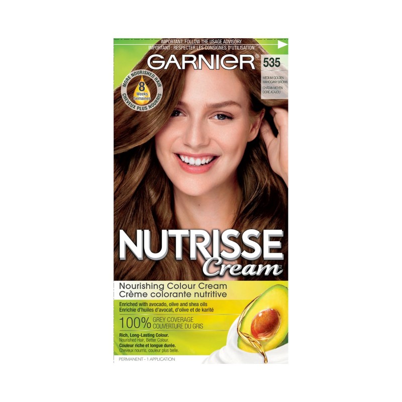 Garnier Nutrisse Cream Permanent Hair Colour - 535 Medium Golden Mahogany  Brown