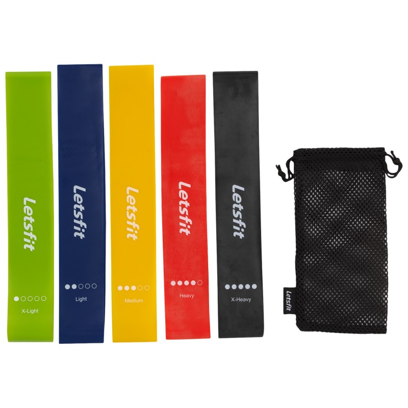 Letsfit Resistance Loop Exercise Bands With Carry Bag - 3X10X15