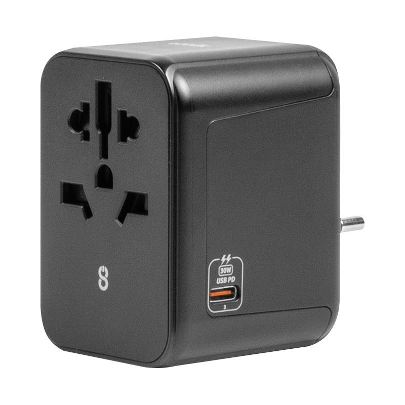 LOGiiX World Traveler XL 5 Output USB-A & USB-C Power Adapter - Black - LGX-13446