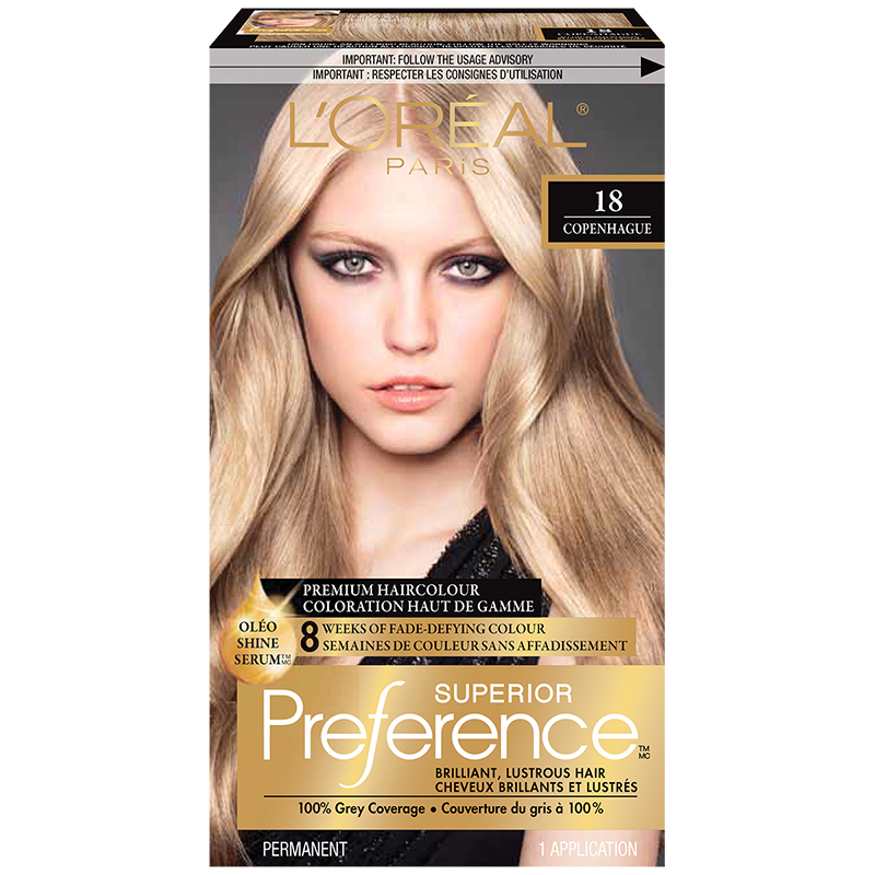 L Oreal Superior Preference Fade Defying Colour Shine System 18 Medium Ash Blonde London Drugs