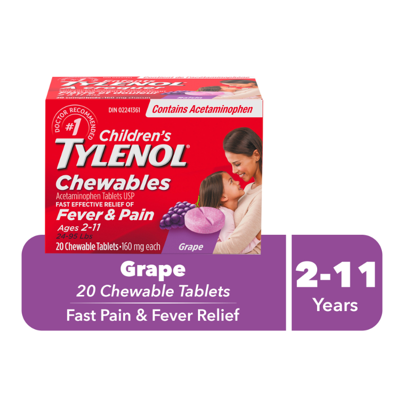 Tylenol* Children's Chewable Tablets Grape Punch - 160mg - 20's   