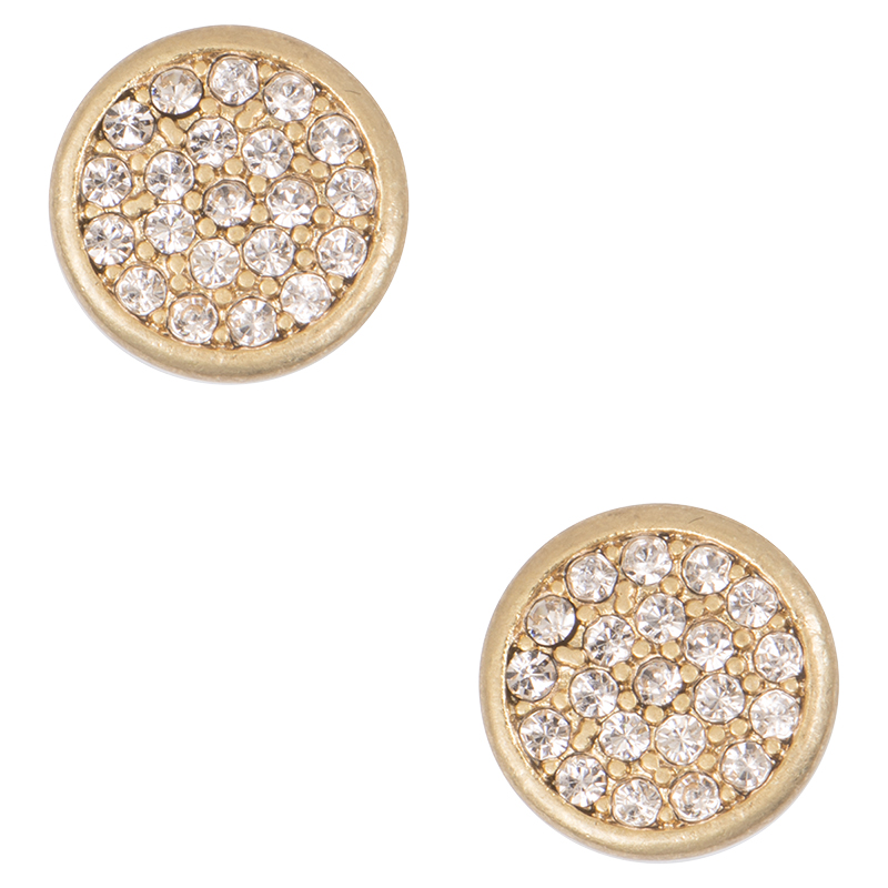 Lonna & Lilly Pave Studded Disc Earrings - Gold