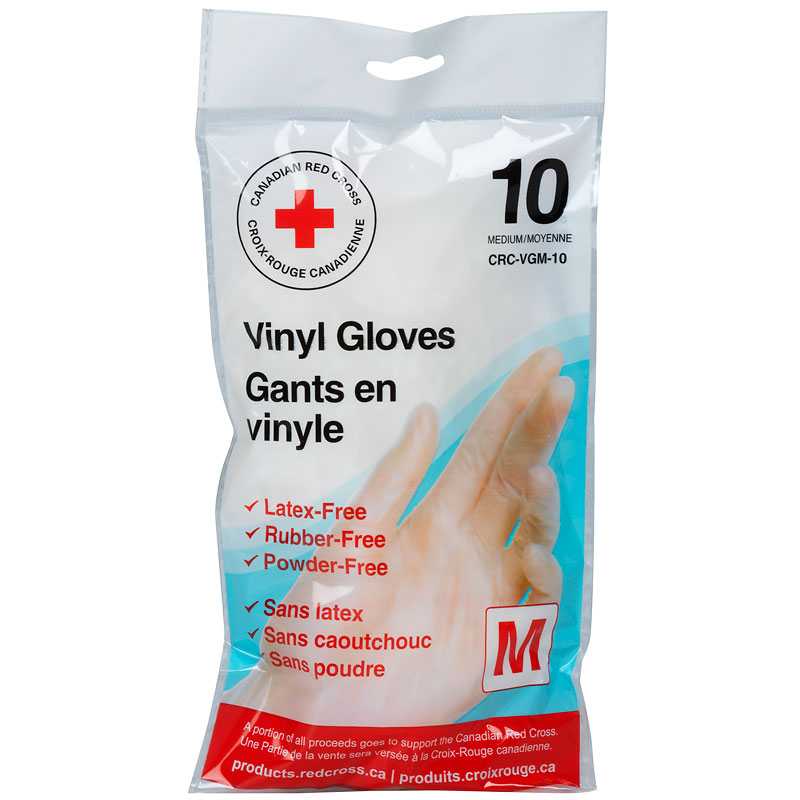 Canadian Red Cross Vinyl Gloves - Medium - 10's