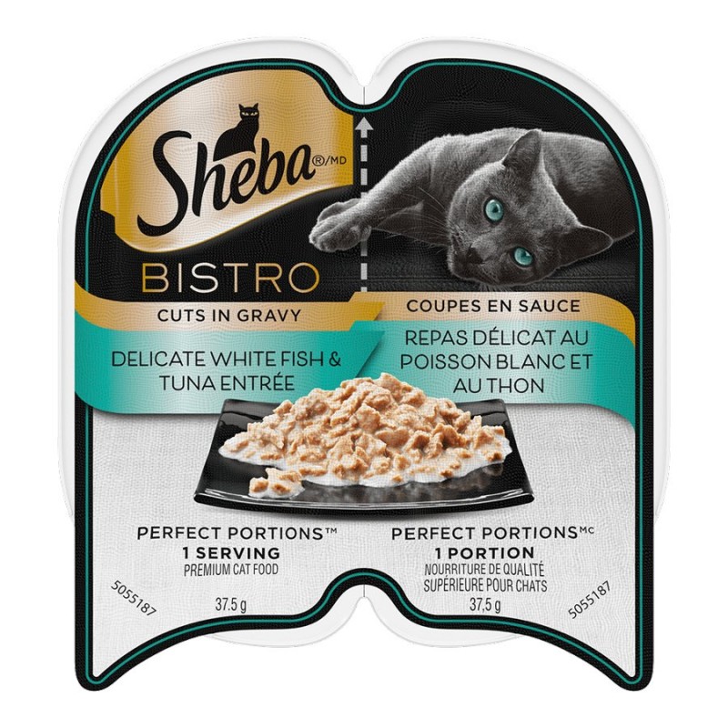 SHEBA BISTRO PERFECT PORTIONS Cuts in Gravy Delicate White Fish & Tuna Entree - 75g