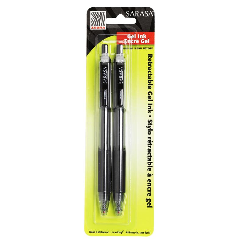 Sarasa Retractable Gel Pens - Black - 2 pack