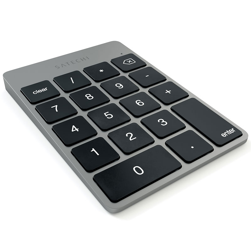 Satechi Slim Rechargeable Aluminum Bluetooth Keypad - Space Grey with Black Keys - ST-SALKPM