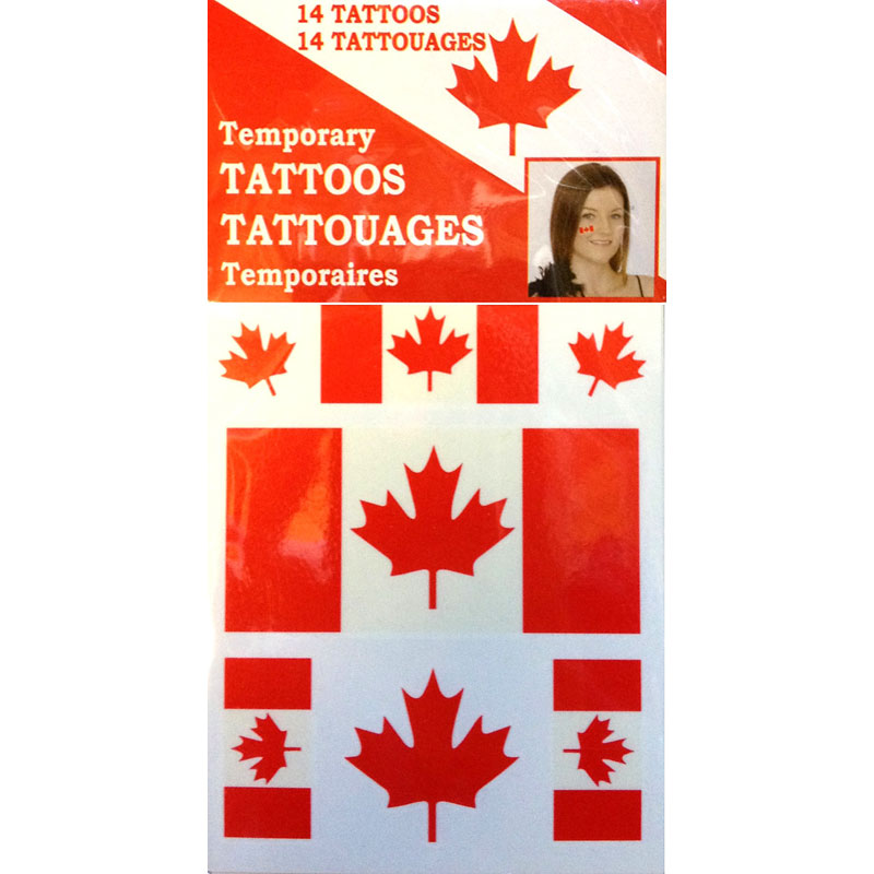 Canada Flag Temporary Tattoos - 14 pack