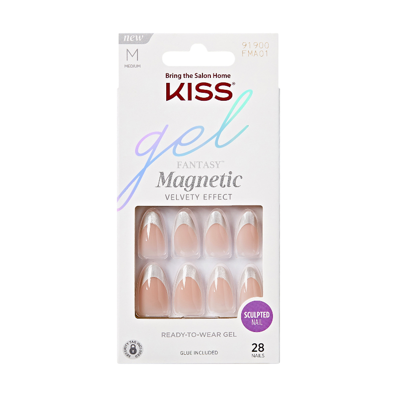 Kiss gel FANTASY Magnetic Sculpted Nail Set - Medium - Almond - North Coast - 28's