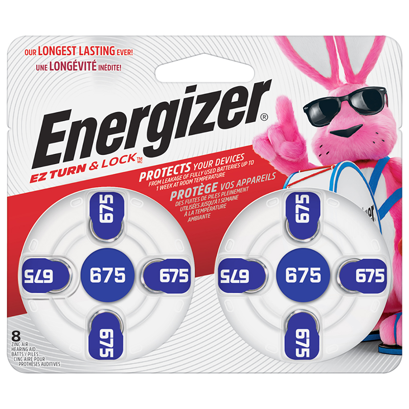 Energizer EZ Turn & Lock Size 675 Hearing Aid Batteries - 8 Pack - AZ675DP-8