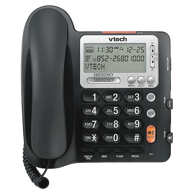 VTech Corded Big Button Phone With Caller ID/Call Waiting - Black - CD1281