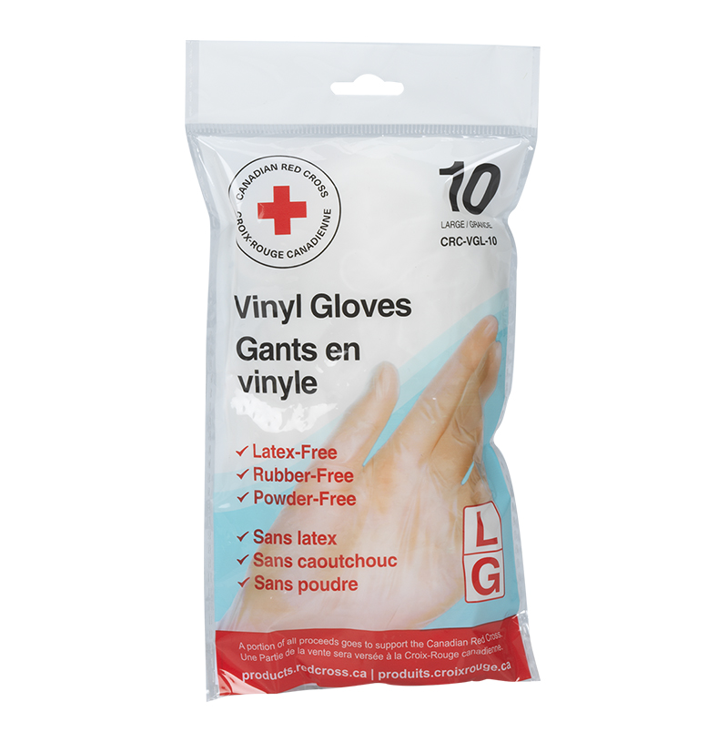 Canadian Red Cross Vinyl Gloves - Large - 10's