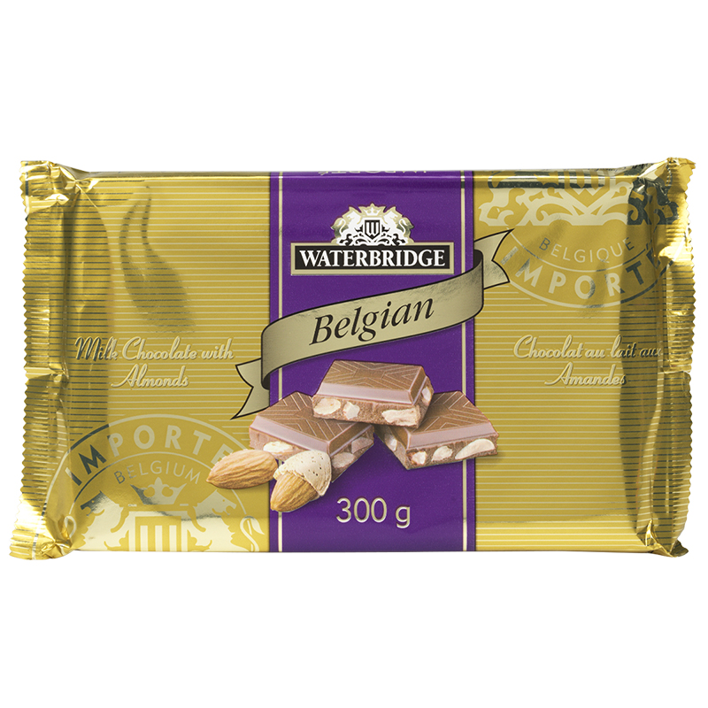 Waterbridge Chocolate Bar - Milk Chocolate with Almonds - 300g
