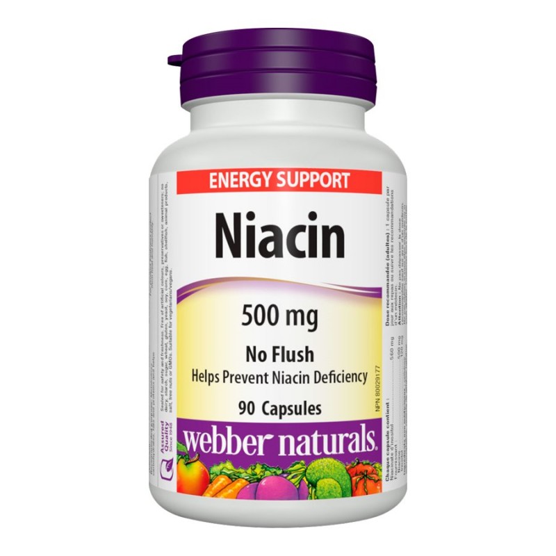 Webber Naturals No Flush Niacin Capsules - 500mg - 90s