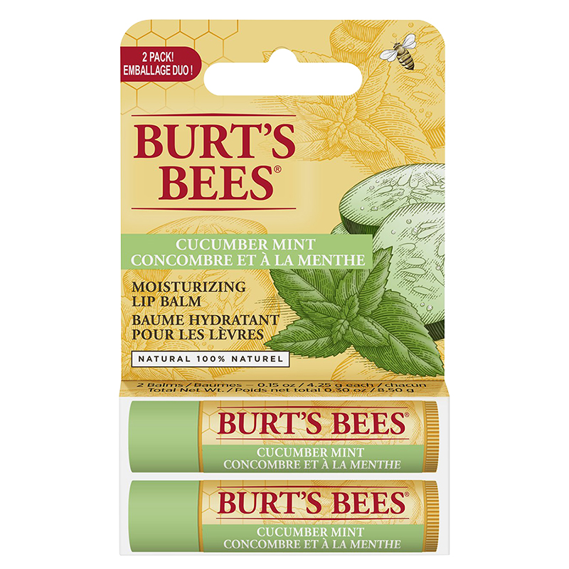 Burt's Bees Moisturizing Lip Balm - Cucumber Mint - 2 x 4.25g