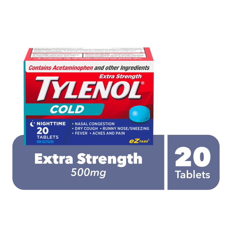 Tylenol Cold Nighttime Eztabs Extra Strength 20s London Drugs
