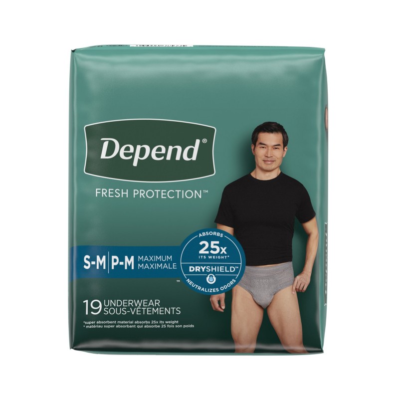 Depend Fresh Protection Incontinence Underwear for Men - Maximum Absorbency - Small/Medium - 19's