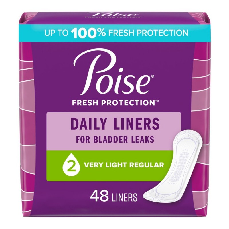 Poise Daily Liners Incontinence Liners - Very Light Absorbency - Regular - 48 Count