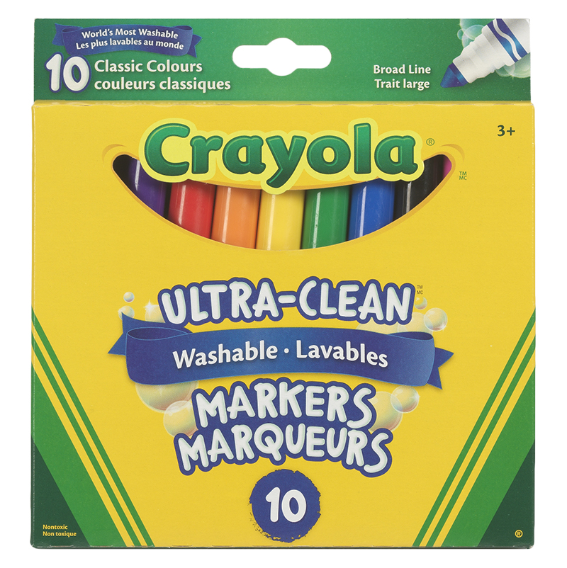 Crayola Ultra-Clean Washable Broad Line Markers - 10 pack