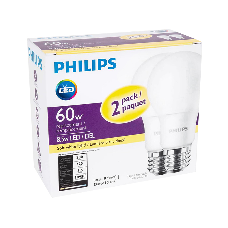 Philips A19 LED Light Bulb - Soft White - 8.5w/60W