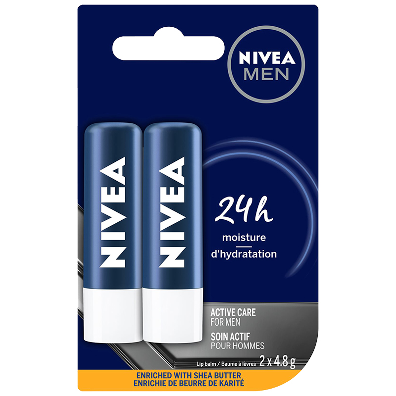 Nivea Men Active Care Lip Balm - 2 x 4.8g